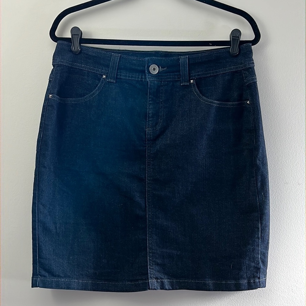 RELATIVITY denim skirt dark wash